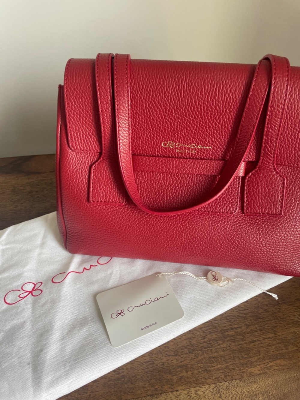 CruCiani Red Leather Structured Bag